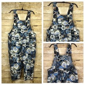 Funky Distressed Bib Overalls Beer Brewery Print